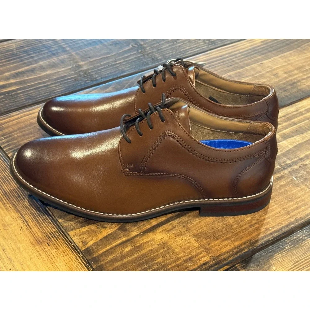 Nunn Bush Kore Walk Mens Brown Leather Comfort Gel Plain Toe Oxford Shoes‎ 8.5M